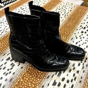 Bleaker & Bond black crocodile print boots